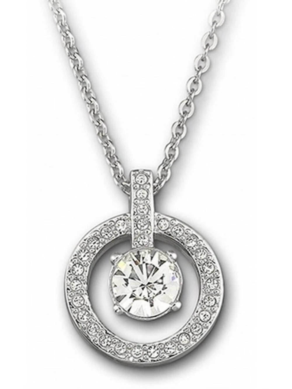 The Swarovski Lavender Pendant 1039065 - white circle crystals rhodium plated